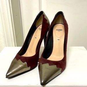 Fendi Burgundy Suede Heels